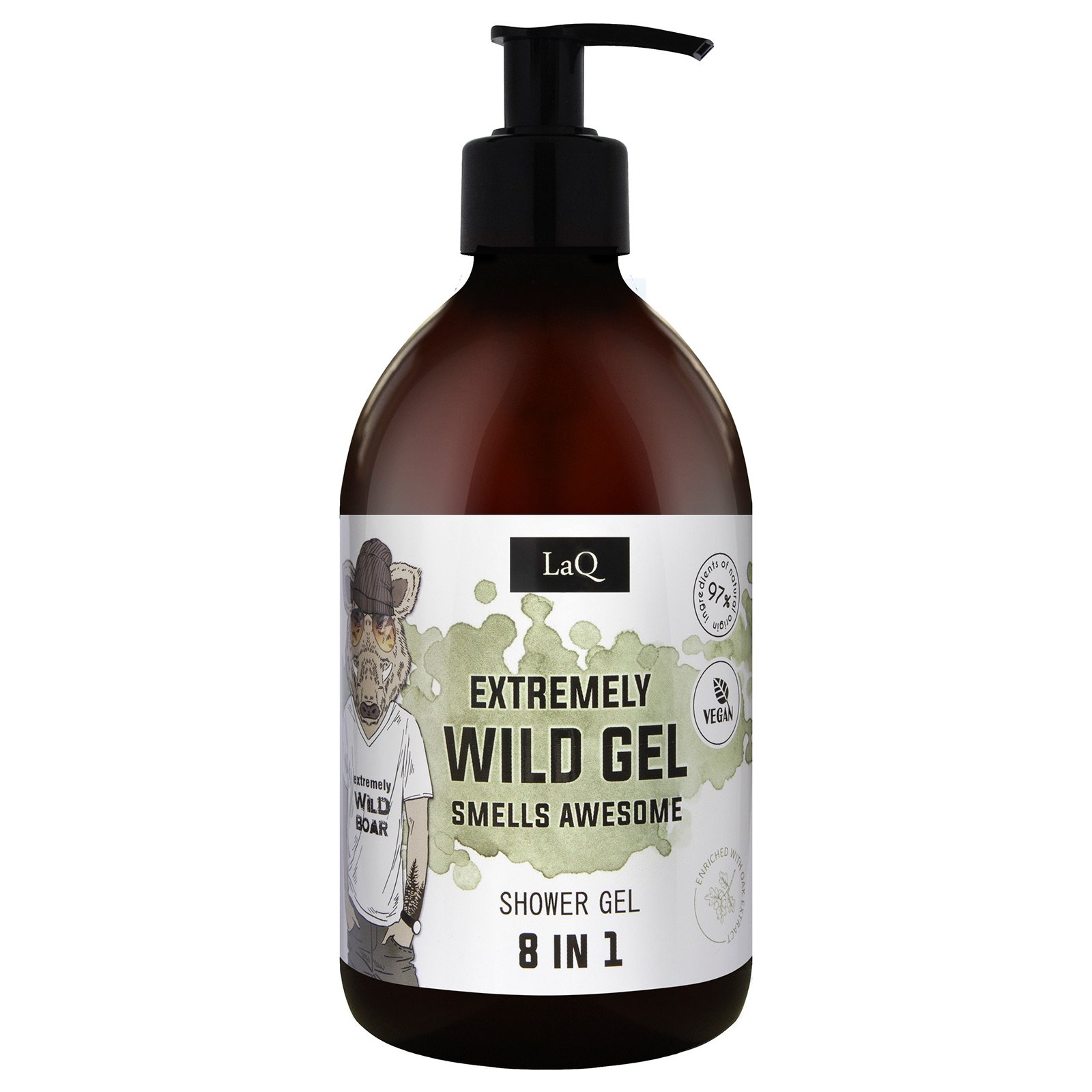 Laq Dušo gelis 8in1 EXTREMELY WILD – Laukinė laisvė, stiprus charakteris, 500ml