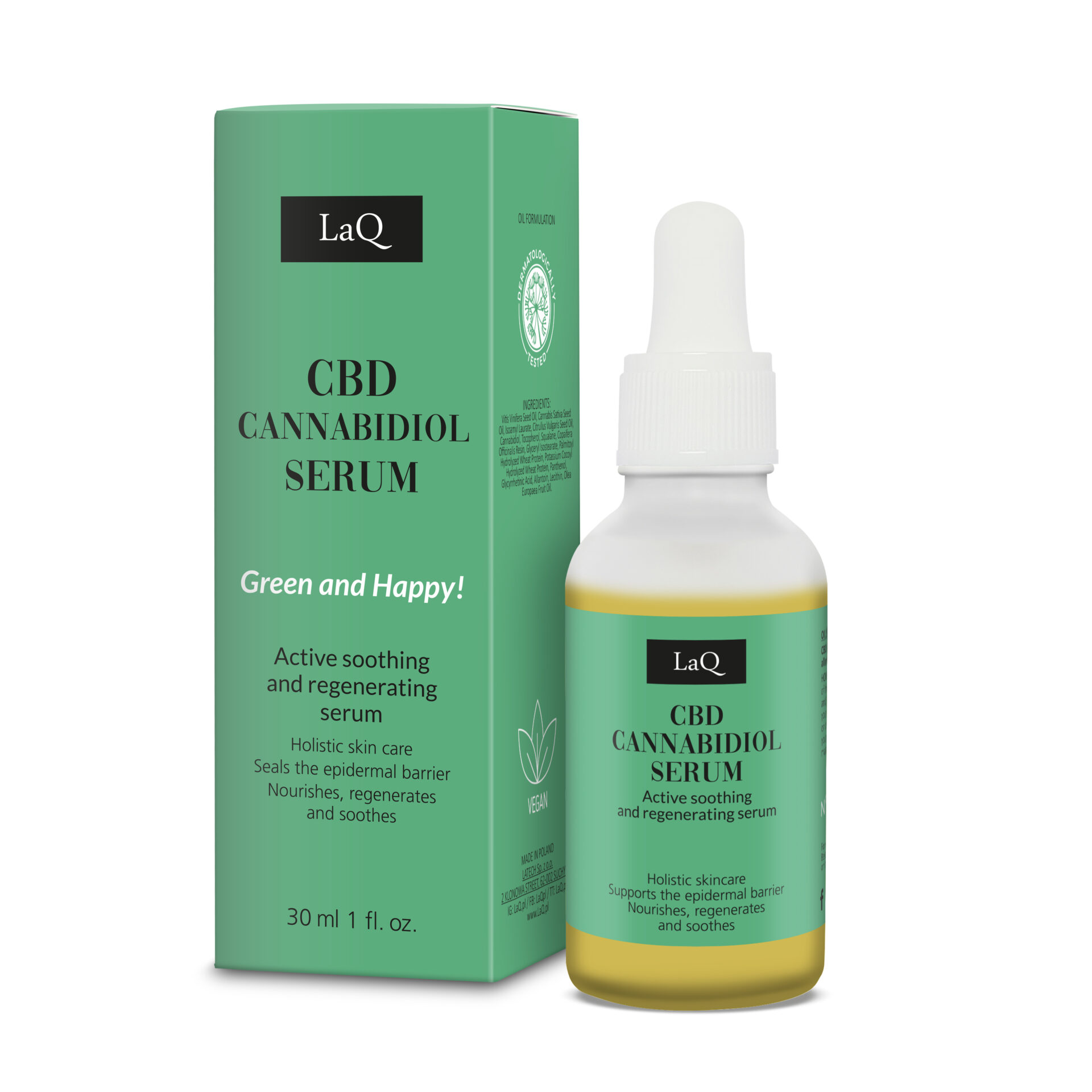 LaQ CBD KANNABIDIOL aliejinis veido serumas su kanapių aliejumi, 30 ml - Image 2