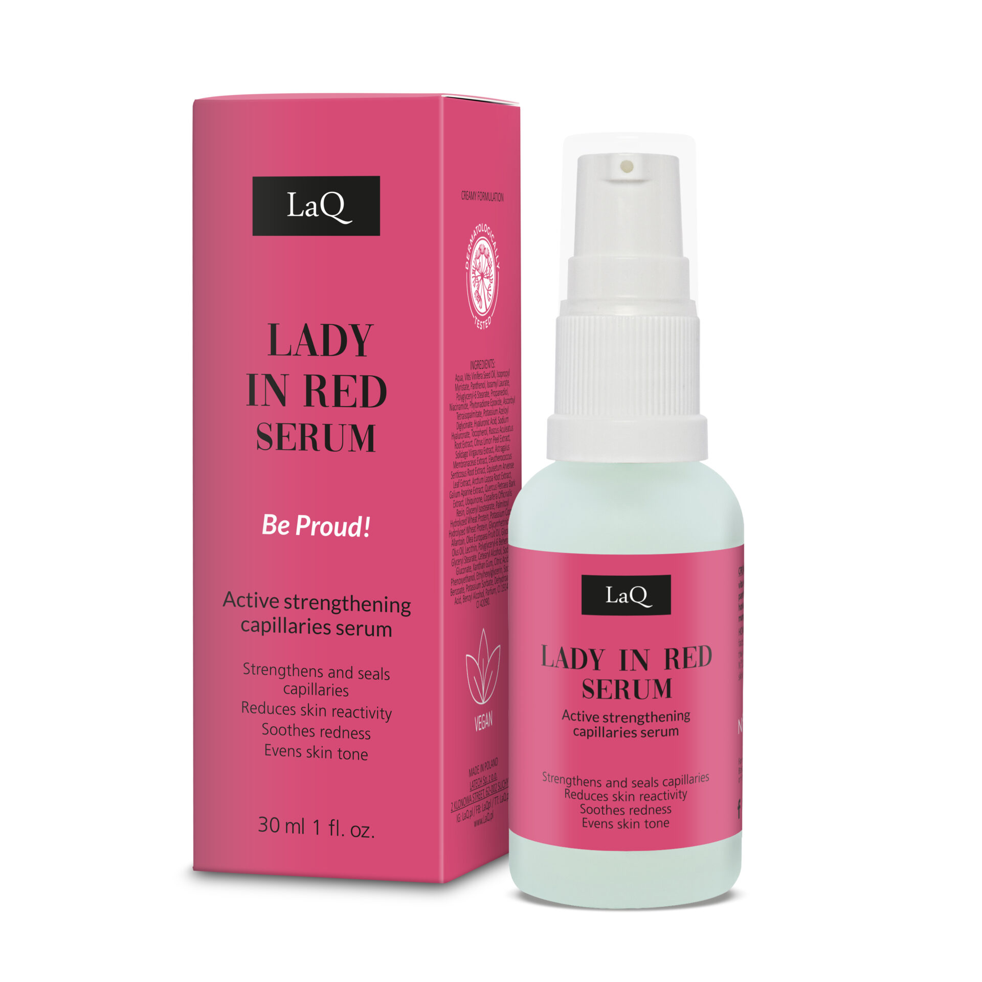 LaQ LADY IN RED serumas su vitaminu K ir C kapiliarinei odai, 30 ml - Image 2