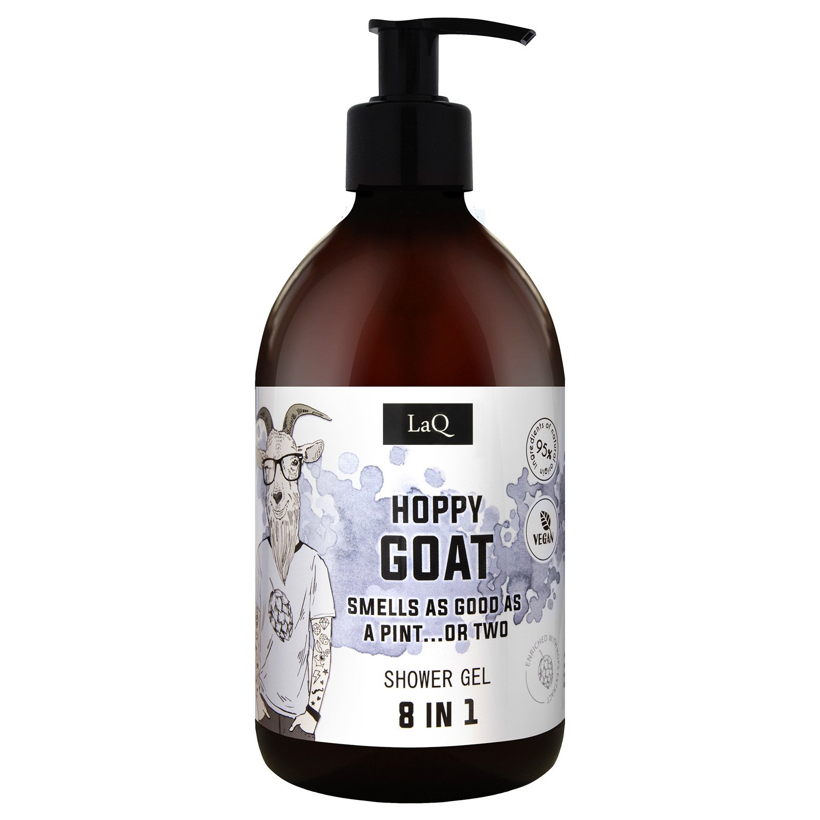 LaQ Dušo gelis 8in1 HOPPY GOAT – Linksmas ožys, nuotaiką kelia, 500ml