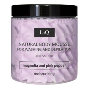 LaQ Kūno prausimosi ir depiliacijos putos MAGNOLIA & PINK PEPPER – Šilkinė oda be pastangų, 100g