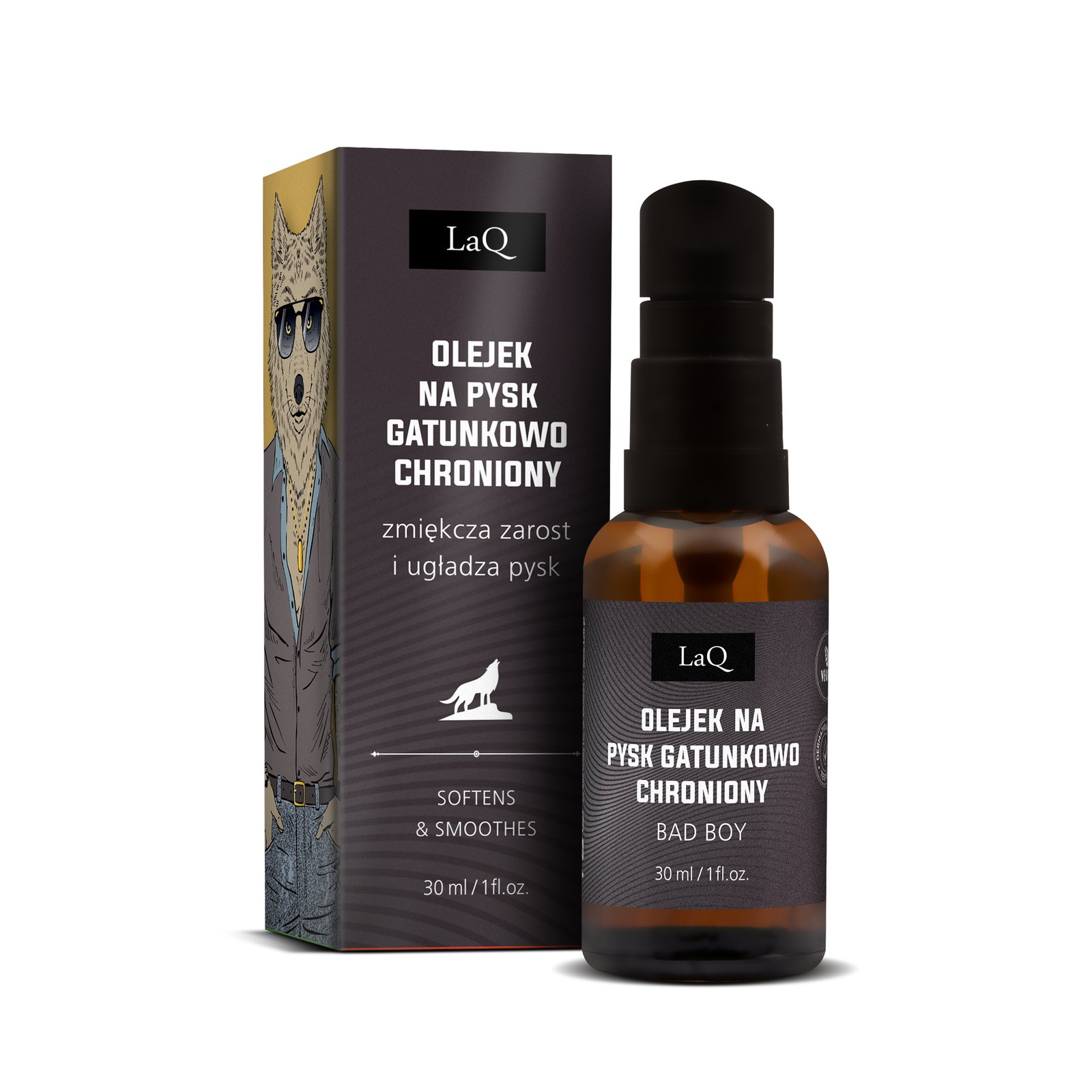 LaQ Barzdos ir veido aliejus BAD BOY – Tvarkingas iš išorės, pavojingas viduje, 30ml