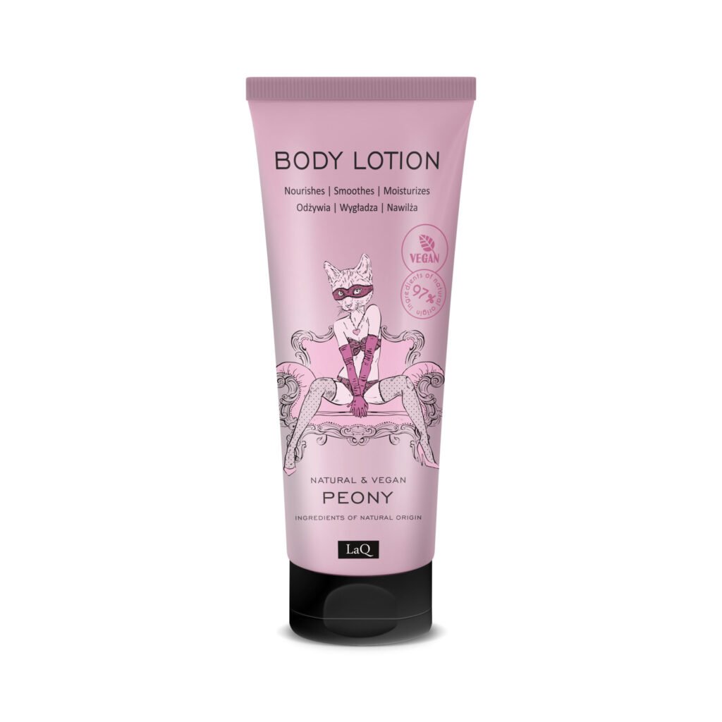 LaQ Kūno losjonas PEONY – Minkšta oda, stiprus įspūdis, 200ml