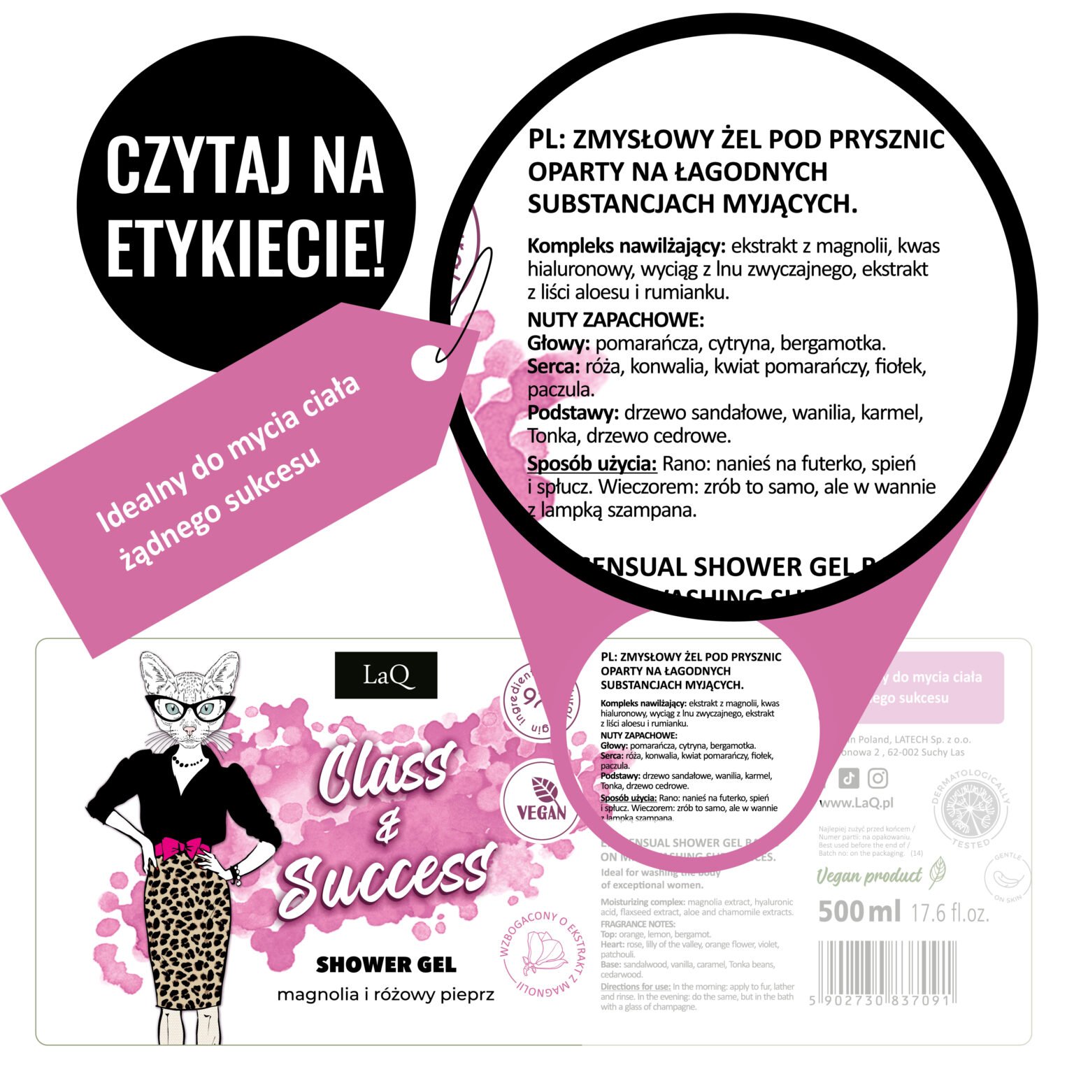 Laq Dušo gelis MAGNOLIA – Klasė ir sėkmė viename, 500ml - Image 3