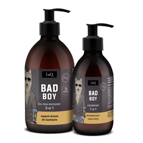LaQ BAD BOY dovanų rinkinys vyrams – dušo gelis 500 ml ir šampūnas 300 ml - Image 3
