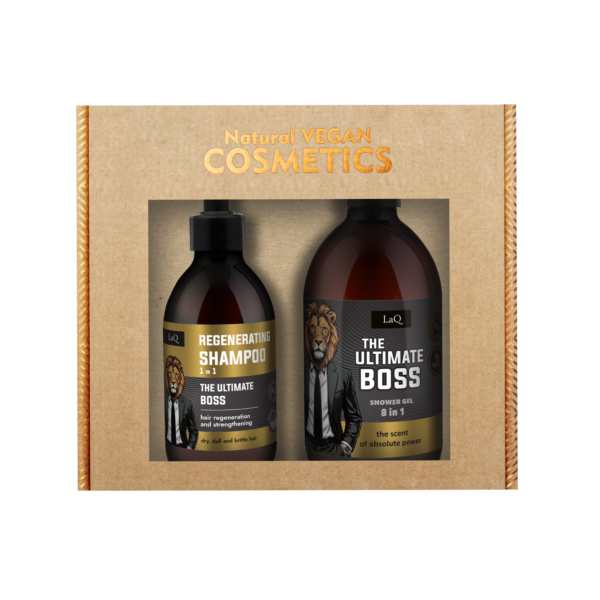 LaQ THE ULTIMATE BOSS dovanų rinkinys: dušo gelis 500 ml + šampūnas 300 ml