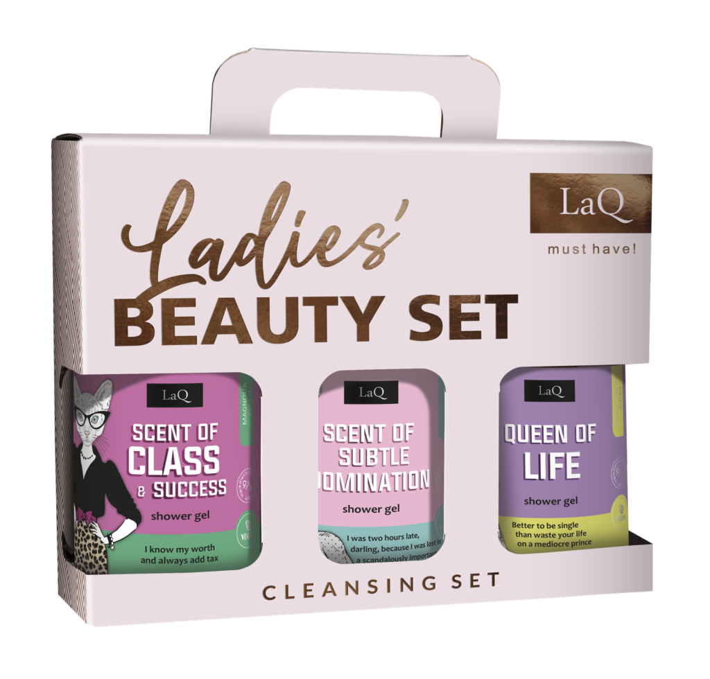 LaQ CLEANSING SET FOR HER dovanų rinkinys: MAGNOLIA + PEONY + FORGET-ME-NOT, 3 x 500 ml