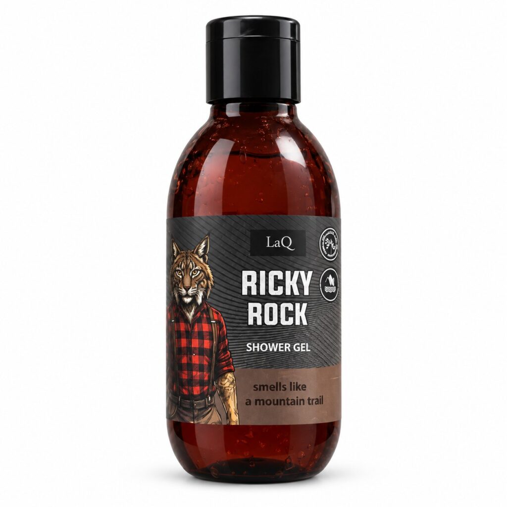 LaQ RICKY ROCK dušo gelis, 100 ml, baltame fone